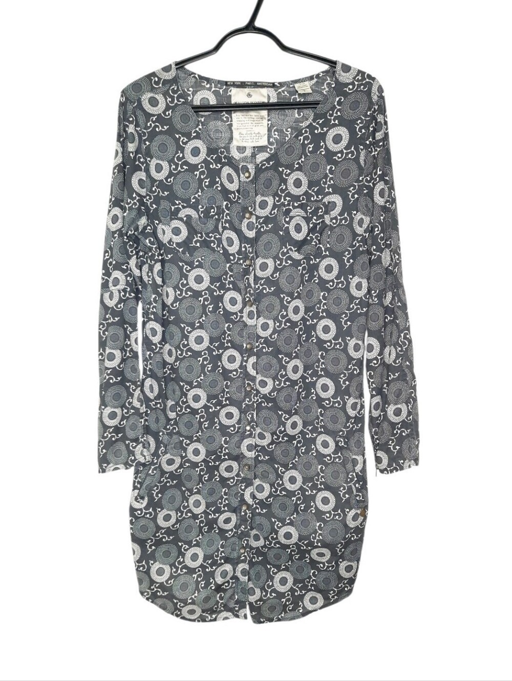 Maison Scotch Linen Cotton Blend Dress Snap Closure Geometric Womens Size 3 or M